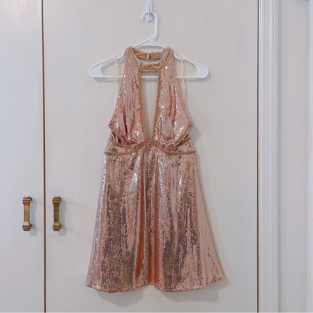 Rose Gold Glittery Party Dress (S)